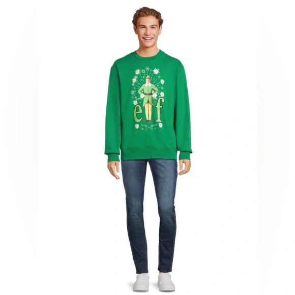 Green Christmas Holiday Buddy The Elf Sweatshirt With Twinkle Lights See Video! - Picture 1 of 7